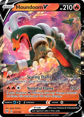 Houndoom V #21 from Darkness Ablaze - Rare Holo V - Illustrated by Ayaka Yoshida