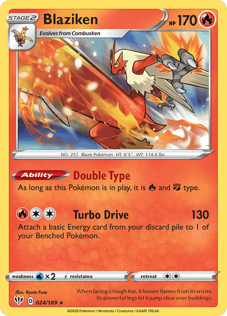 Blaziken #24 from Darkness Ablaze - Rare Holo - Illustrated by Ryuta Fuse