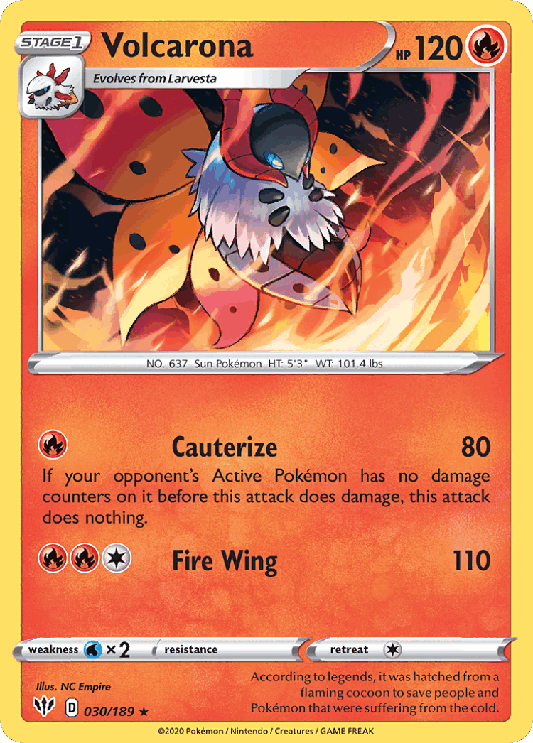 Volcarona #30 from Darkness Ablaze - Rare - Illustrated by NC Empire