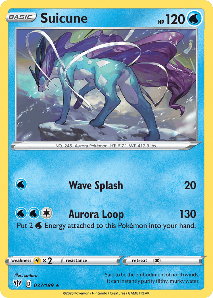 Suicune #37 from Darkness Ablaze - Rare Holo - Illustrated by so-taro