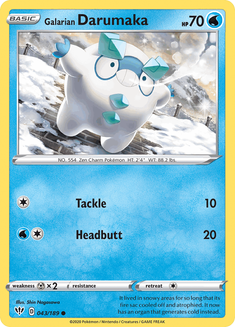 Galarian Darumaka #43 from Darkness Ablaze - Common - Illustrated by Shin Nagasawa
