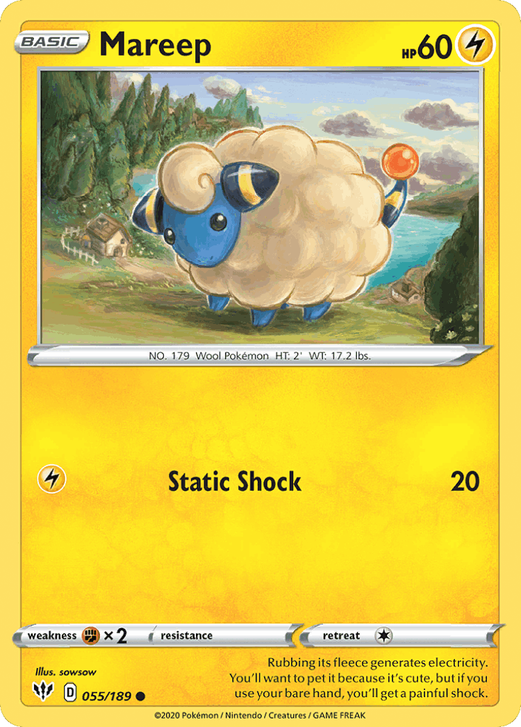 Mareep #55 from Darkness Ablaze - Common - Illustrated by sowsow