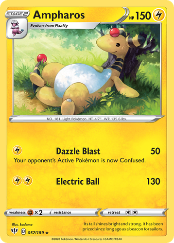 Ampharos #57 from Darkness Ablaze - Rare - Illustrated by kodama