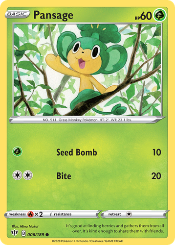 Pansage Pokémon TCG card art