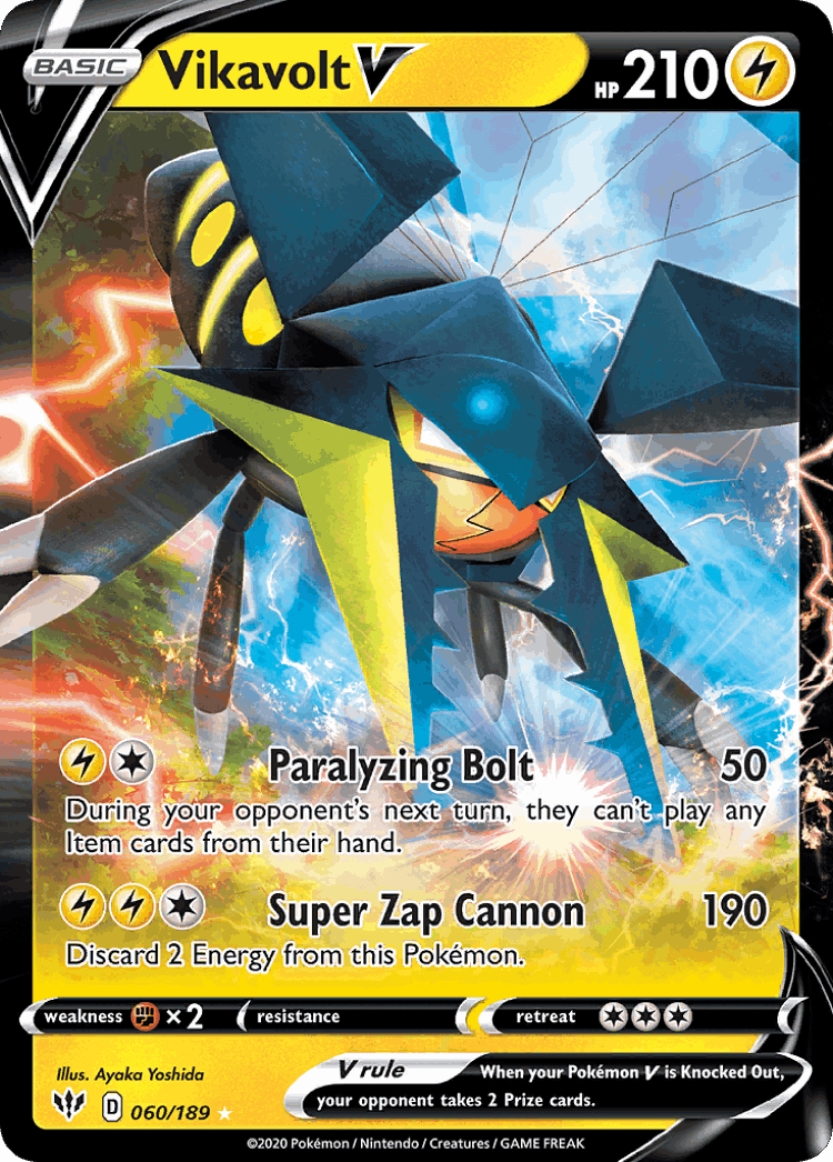 Vikavolt V #60 from Darkness Ablaze - Rare Holo V - Illustrated by Ayaka Yoshida