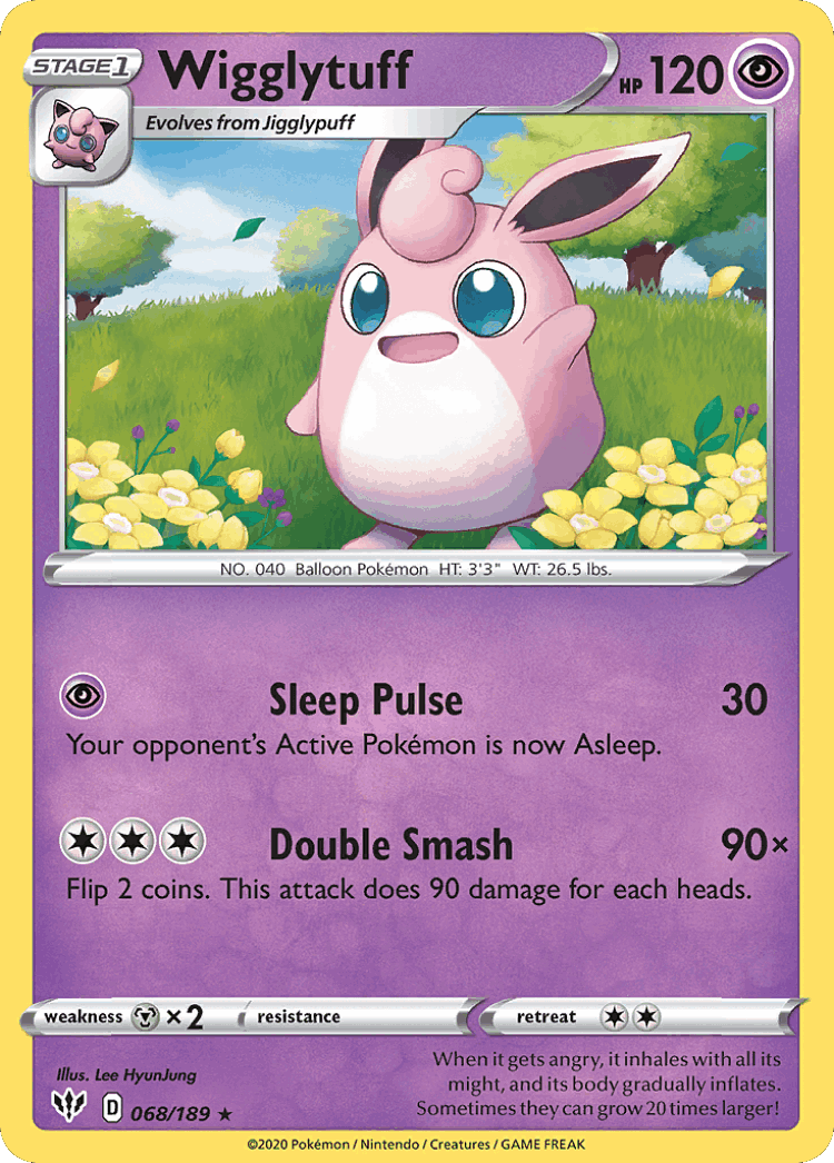 Wigglytuff #68 from Darkness Ablaze - Rare - Illustrated by Lee HyunJung
