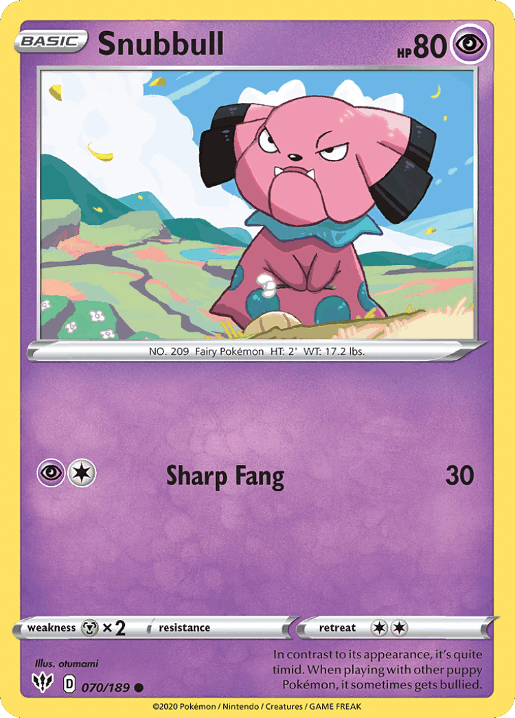 Snubbull #70 from Darkness Ablaze - Common - Illustrated by otumami