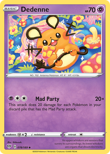 Dedenne #78 from Darkness Ablaze - Uncommon - Illustrated by Shibuzoh.