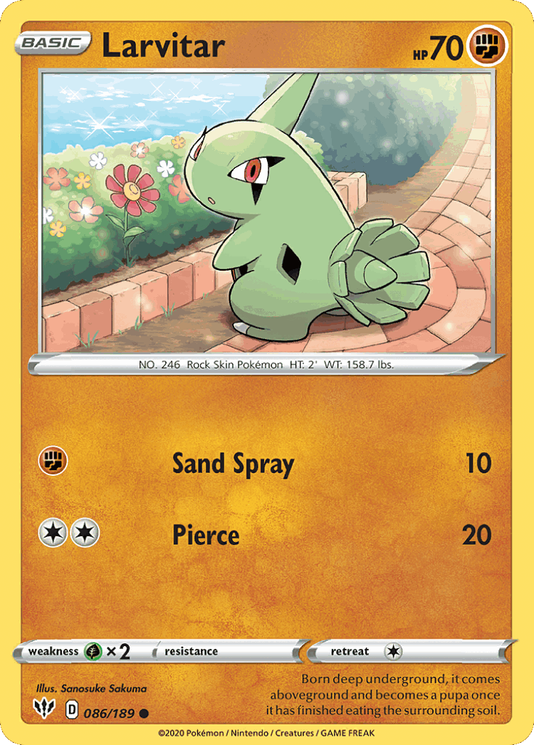 Larvitar #86 from Darkness Ablaze - Common - Illustrated by Sanosuke Sakuma