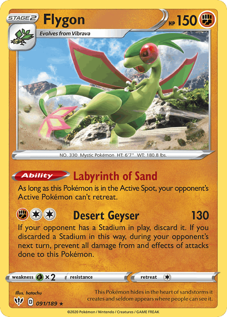 Flygon #91 from Darkness Ablaze - Rare - Illustrated by hatachu