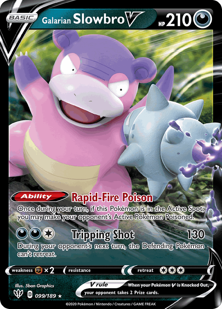 Galarian Slowbro V #99 from Darkness Ablaze - Rare Holo V - Illustrated by 5ban Graphics