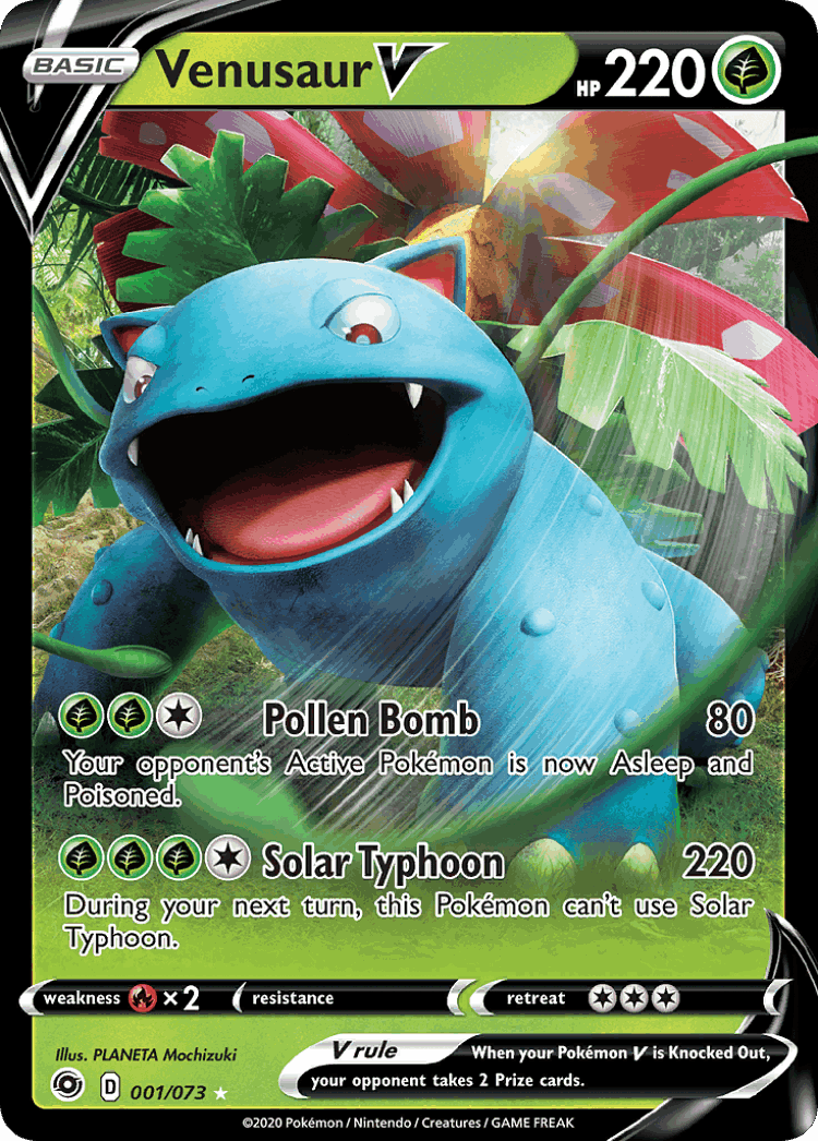Venusaur V #1 from Champion's Path - Rare Holo V - Illustrated by PLANETA Mochizuki