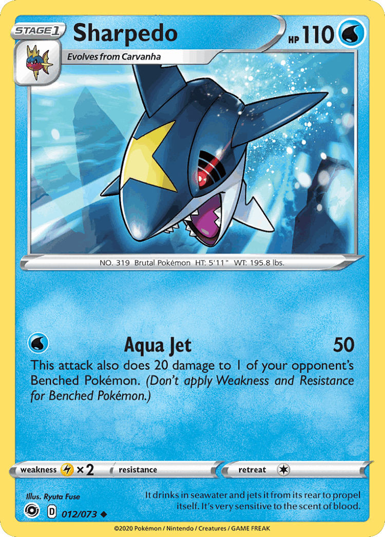 Sharpedo #12 from Champion's Path - Uncommon - Illustrated by Ryuta Fuse