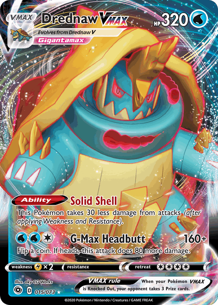Drednaw VMAX #15 from Champion's Path - Rare Holo VMAX - Illustrated by aky CG Works