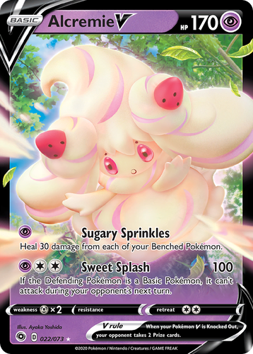 Alcremie V #22 from Champion's Path - Rare Holo V - Illustrated by Ayaka Yoshida