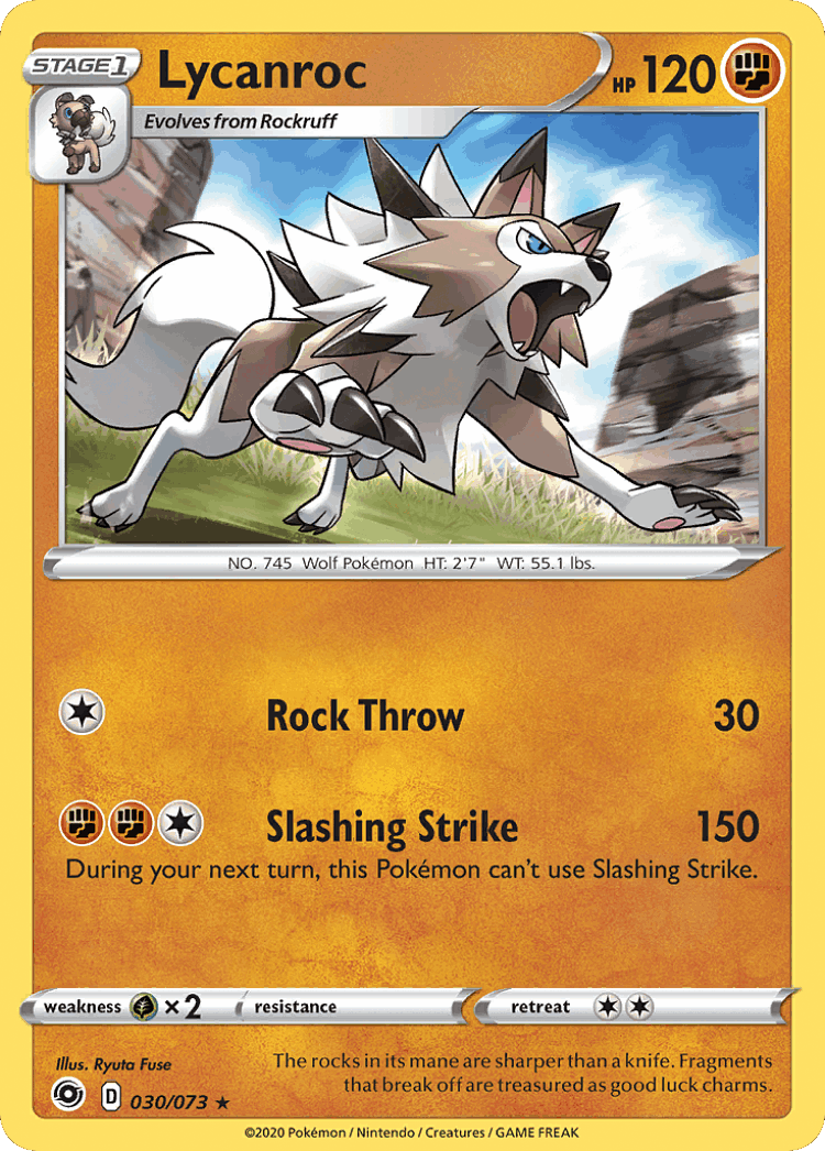 Lycanroc #30 from Champion's Path - Rare Holo - Illustrated by Ryuta Fuse