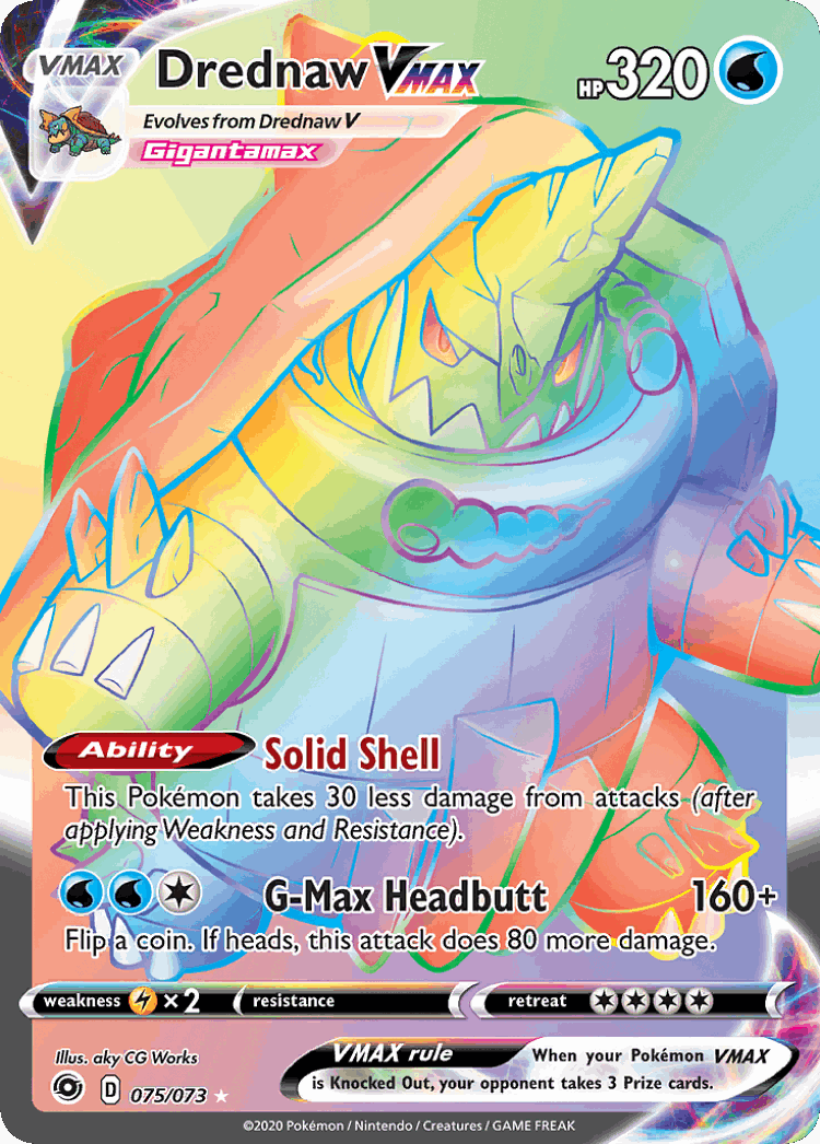 Drednaw VMAX #75 from Champion's Path - Rare Rainbow - Illustrated by aky CG Works