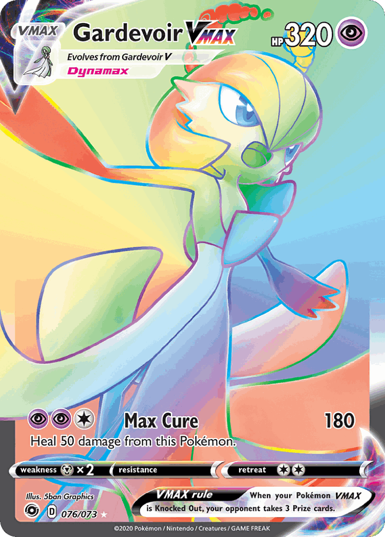Gardevoir VMAX #76 from Champion's Path - Rare Rainbow - Illustrated by 5ban Graphics