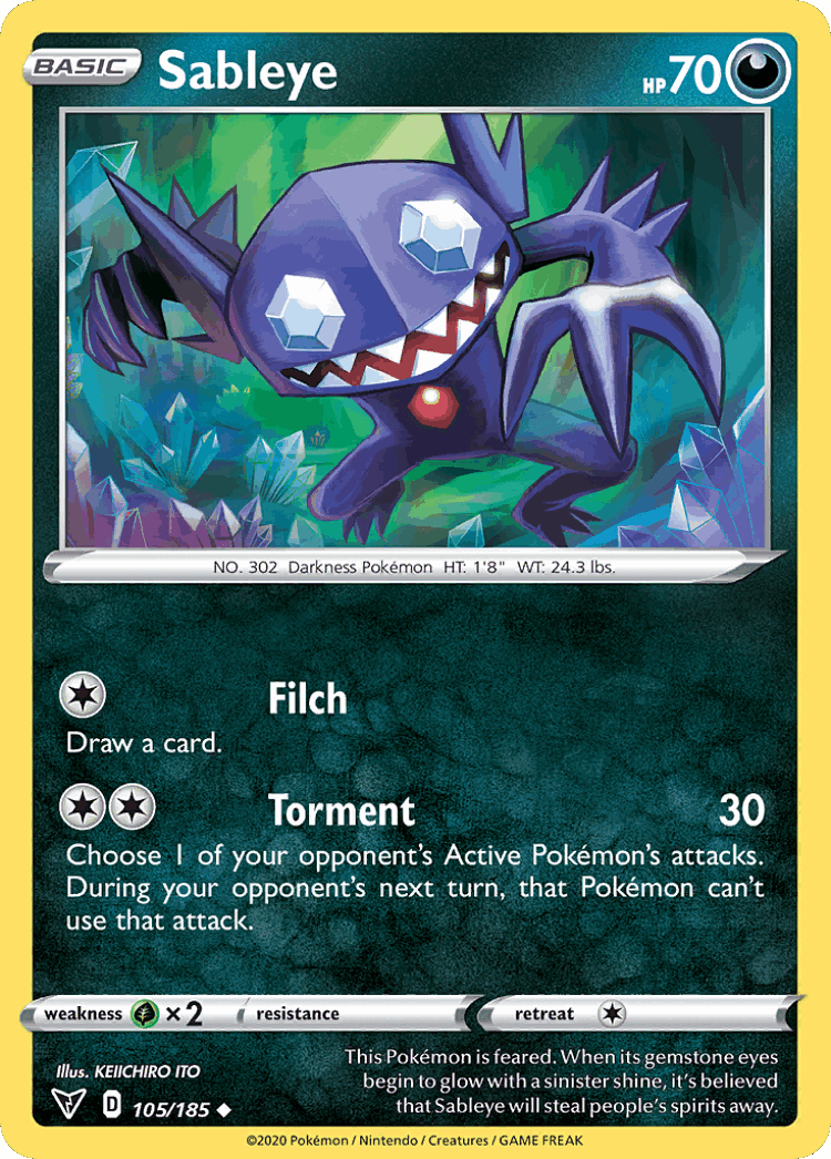 Sableye #105 from Vivid Voltage - Uncommon - Illustrated by KEIICHIRO ITO