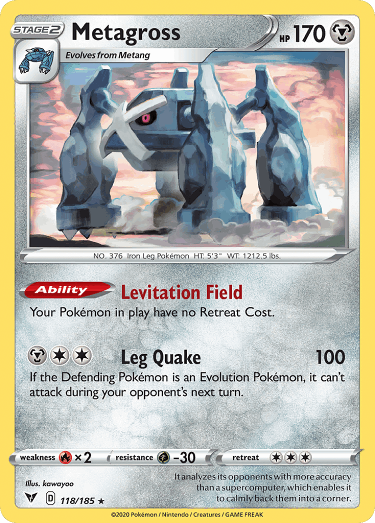 Metagross #118 from Vivid Voltage - Rare - Illustrated by kawayoo