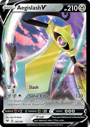 Aegislash V #126 from Vivid Voltage - Rare Holo V - Illustrated by aky CG Works