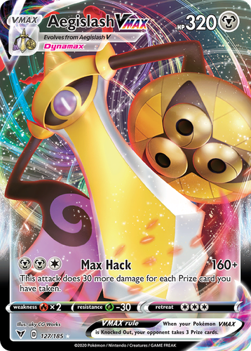 Aegislash VMAX #127 from Vivid Voltage - Rare Holo VMAX - Illustrated by aky CG Works