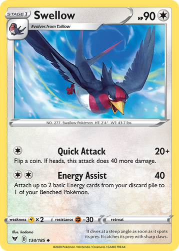 Swellow #134 from Vivid Voltage - Uncommon - Illustrated by kodama