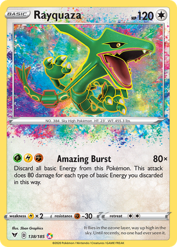 Rayquaza #138 from Vivid Voltage - Amazing Rare - Illustrated by 5ban Graphics