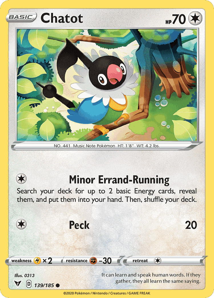 Chatot #139 from Vivid Voltage - Common - Illustrated by 0313