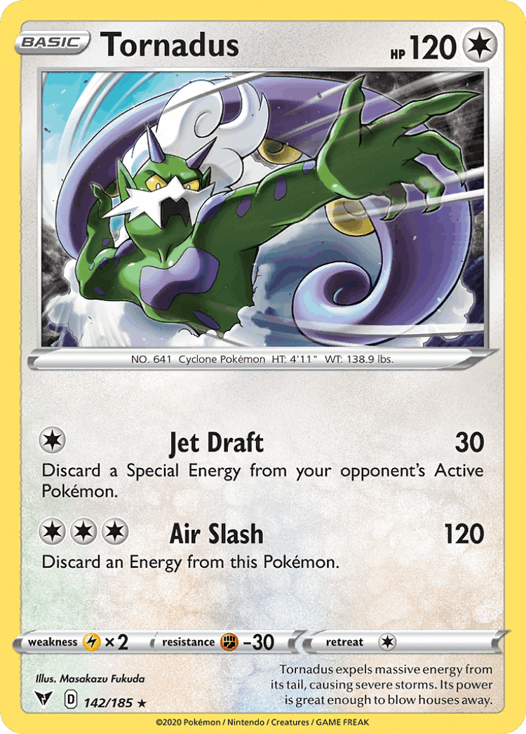 Tornadus #142 from Vivid Voltage - Rare Holo - Illustrated by Masakazu Fukuda