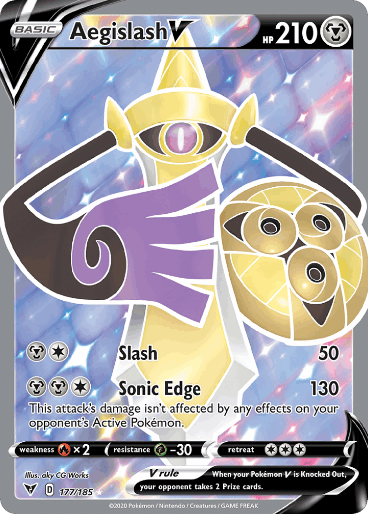 Aegislash V #177 from Vivid Voltage - Rare Ultra - Illustrated by aky CG Works