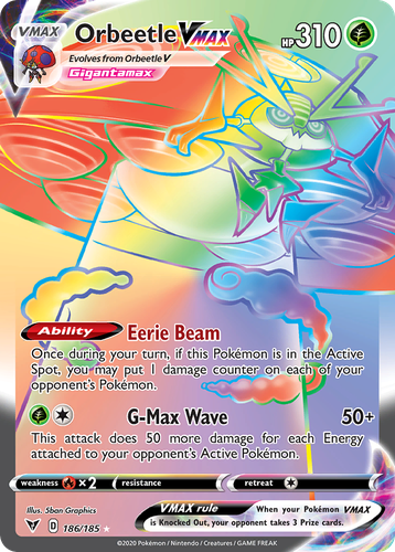 Orbeetle VMAX #186 from Vivid Voltage - Rare Rainbow - Illustrated by 5ban Graphics
