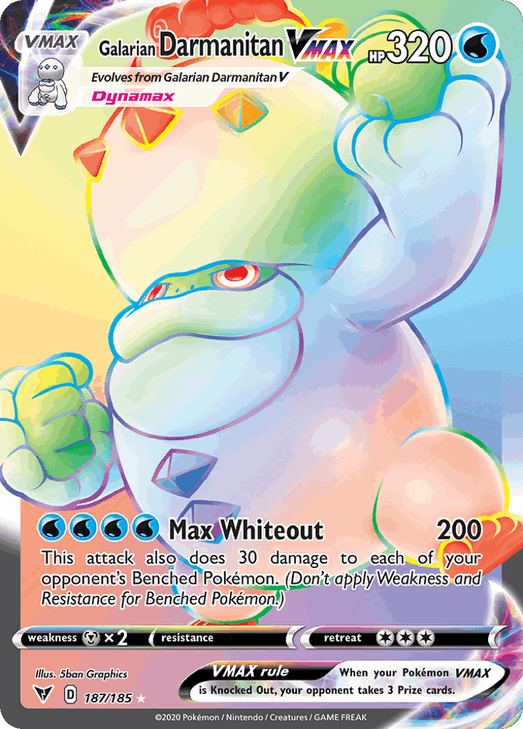 Galarian Darmanitan VMAX #187 from Vivid Voltage - Rare Rainbow - Illustrated by 5ban Graphics