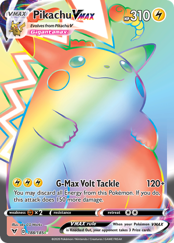 Pikachu VMAX #188 from Vivid Voltage - Rare Rainbow - Illustrated by aky CG Works