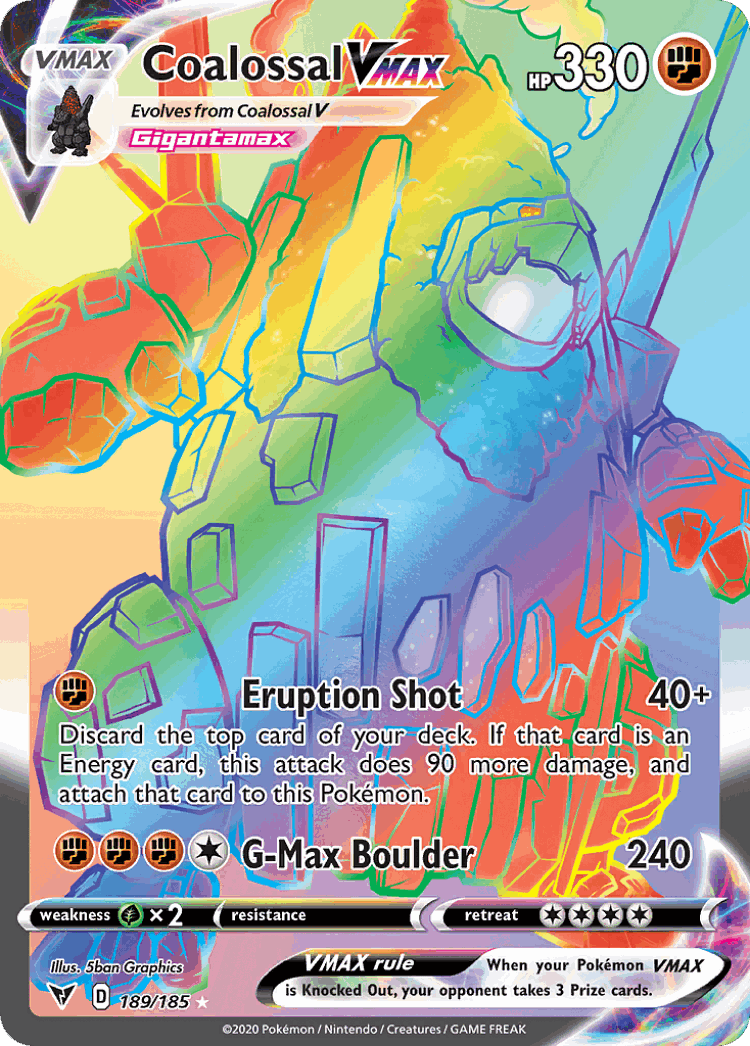 Coalossal VMAX #189 from Vivid Voltage - Rare Rainbow - Illustrated by 5ban Graphics