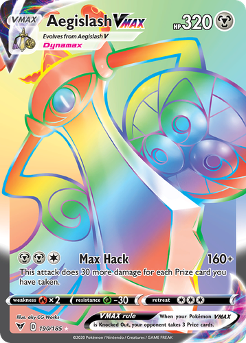 Aegislash VMAX #190 from Vivid Voltage - Rare Rainbow - Illustrated by aky CG Works