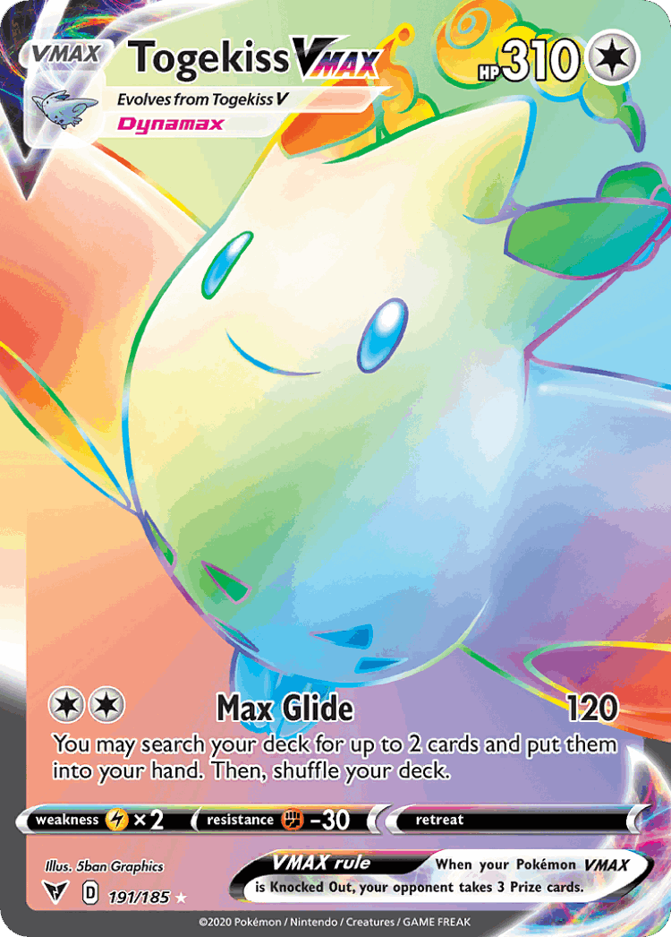 Togekiss VMAX #191 from Vivid Voltage - Rare Rainbow - Illustrated by 5ban Graphics