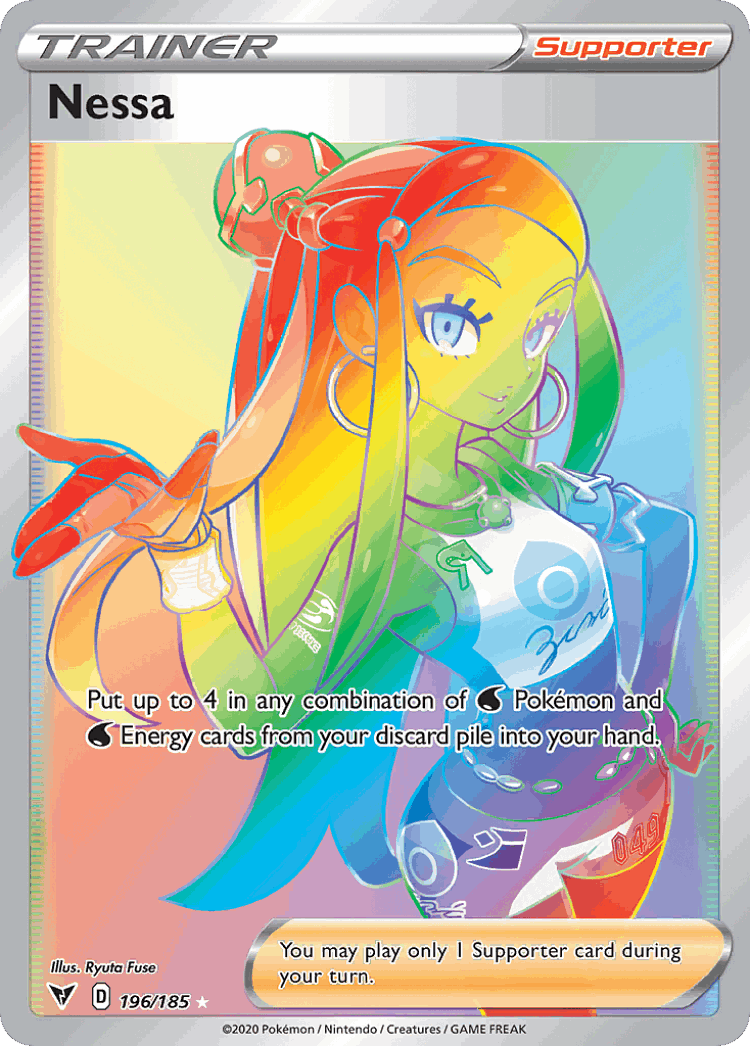 Nessa #196 from Vivid Voltage - Rare Rainbow - Illustrated by Ryuta Fuse