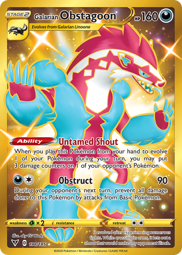 Galarian Obstagoon #198 from Vivid Voltage - Rare Secret - Illustrated by aky CG Works