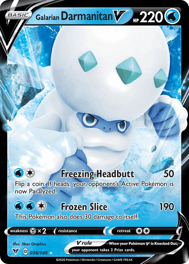 Galarian Darmanitan V #36 from Vivid Voltage - Rare Holo V - Illustrated by 5ban Graphics