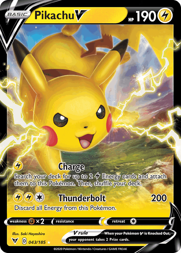 Pikachu V #43 from Vivid Voltage - Rare Holo V - Illustrated by Saki Hayashiro