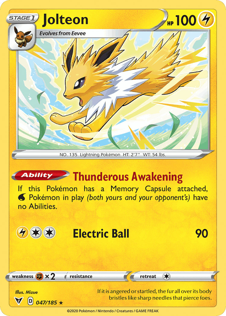 Jolteon #47 from Vivid Voltage - Rare - Illustrated by Mizue