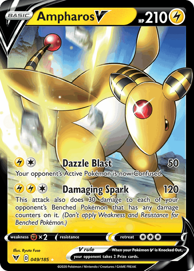 Ampharos V #49 from Vivid Voltage - Rare Holo V - Illustrated by Ryuta Fuse