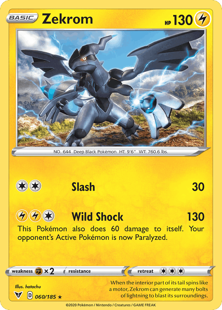 Zekrom #60 from Vivid Voltage - Rare Holo - Illustrated by hatachu