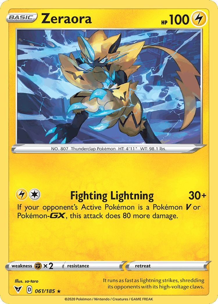Zeraora #61 from Vivid Voltage - Rare Holo - Illustrated by so-taro