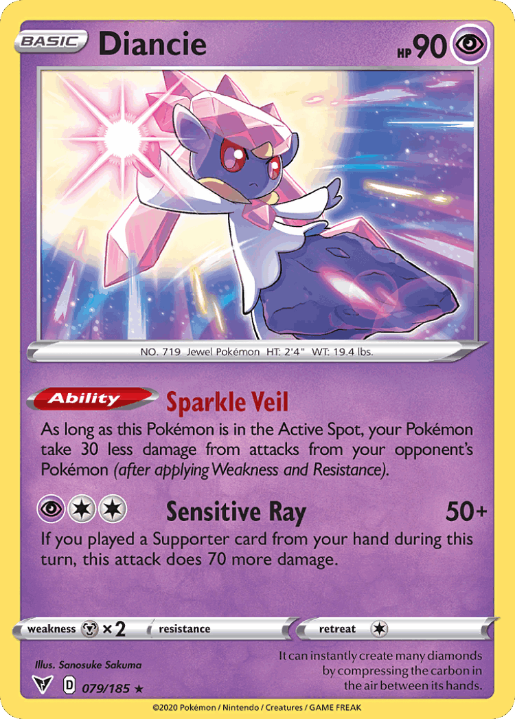 Diancie #79 from Vivid Voltage - Rare Holo - Illustrated by Sanosuke Sakuma