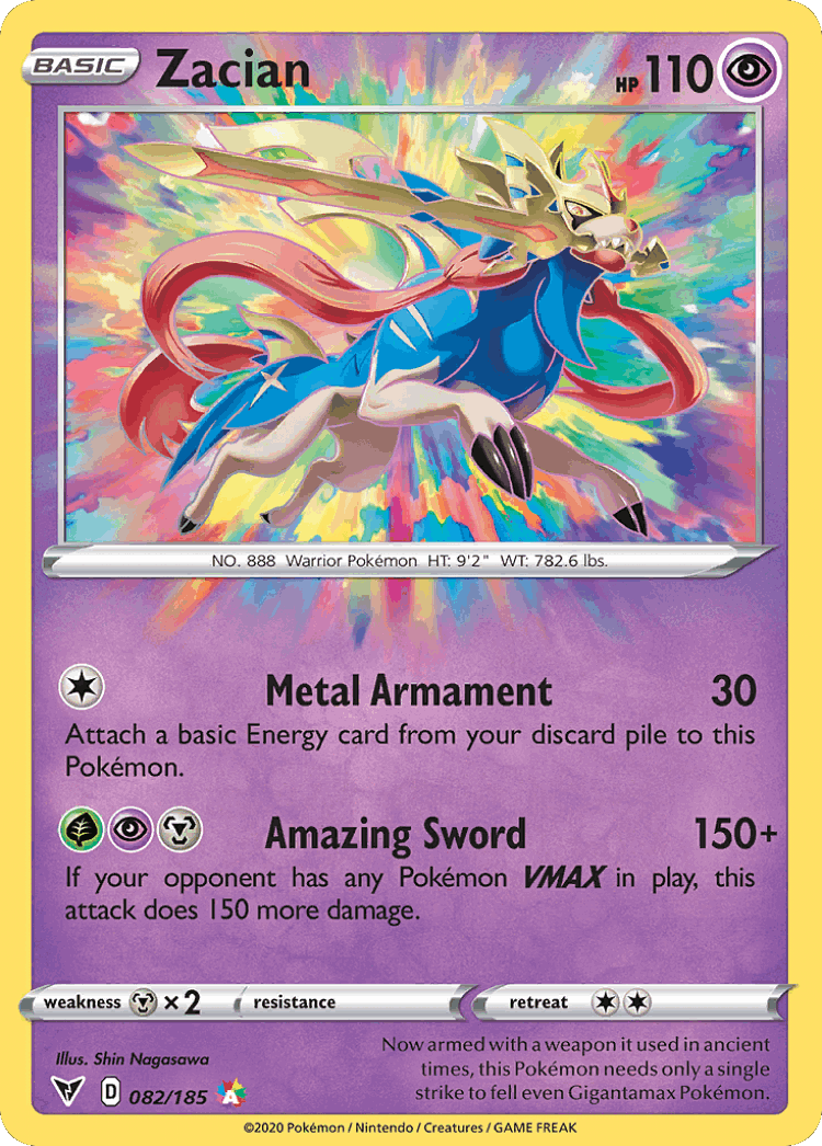 Zacian #82 from Vivid Voltage - Amazing Rare - Illustrated by Shin Nagasawa