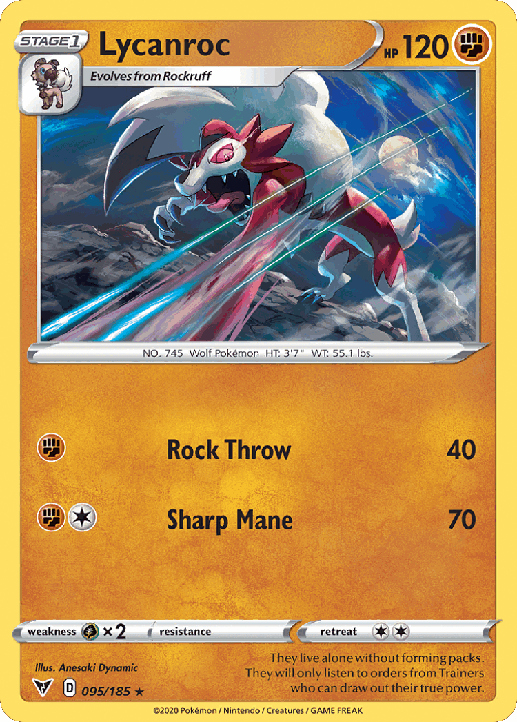 Lycanroc #95 from Vivid Voltage - Rare - Illustrated by Anesaki Dynamic