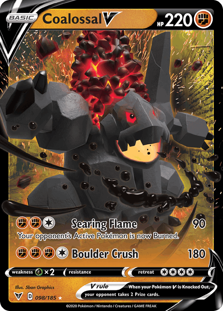 Coalossal V #98 from Vivid Voltage - Rare Holo V - Illustrated by 5ban Graphics
