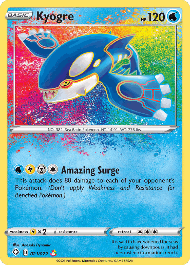Kyogre #21 from Shining Fates - Amazing Rare - Illustrated by Anesaki Dynamic